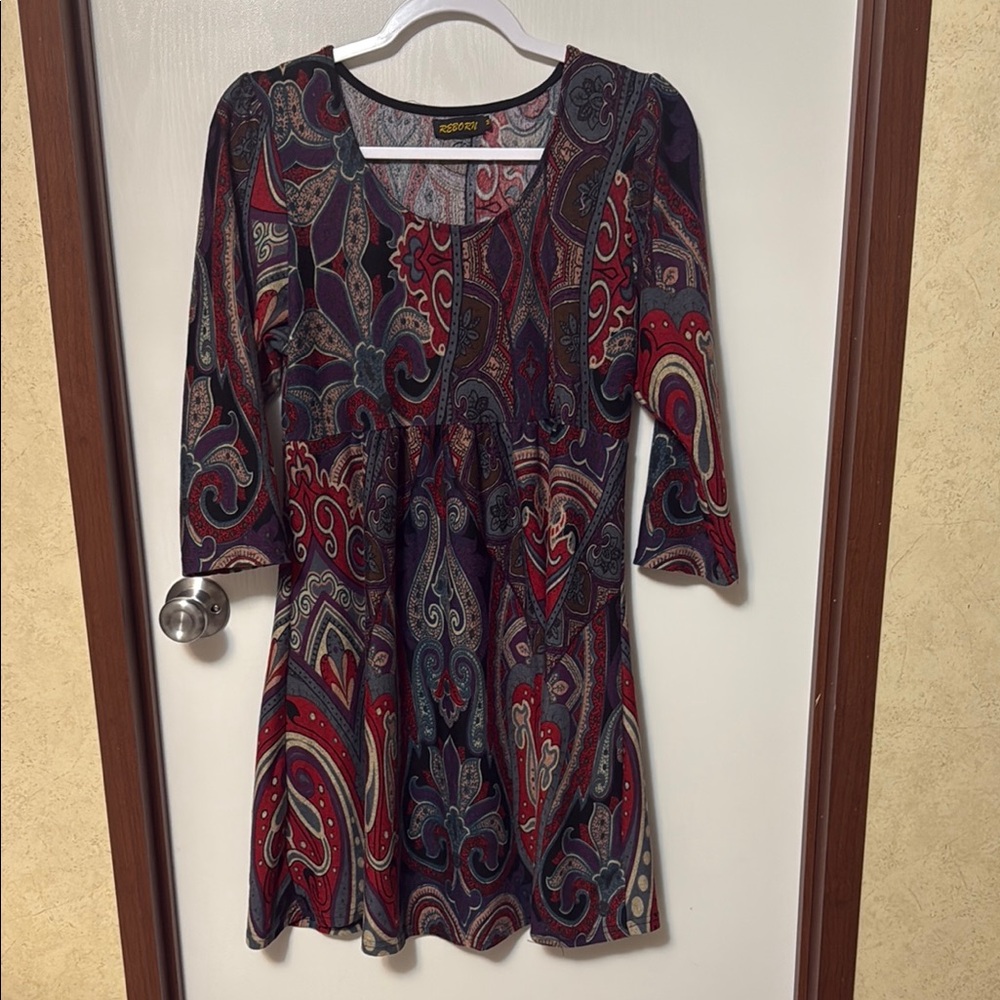 Reborn Colorful Paisley Women's Top Size M